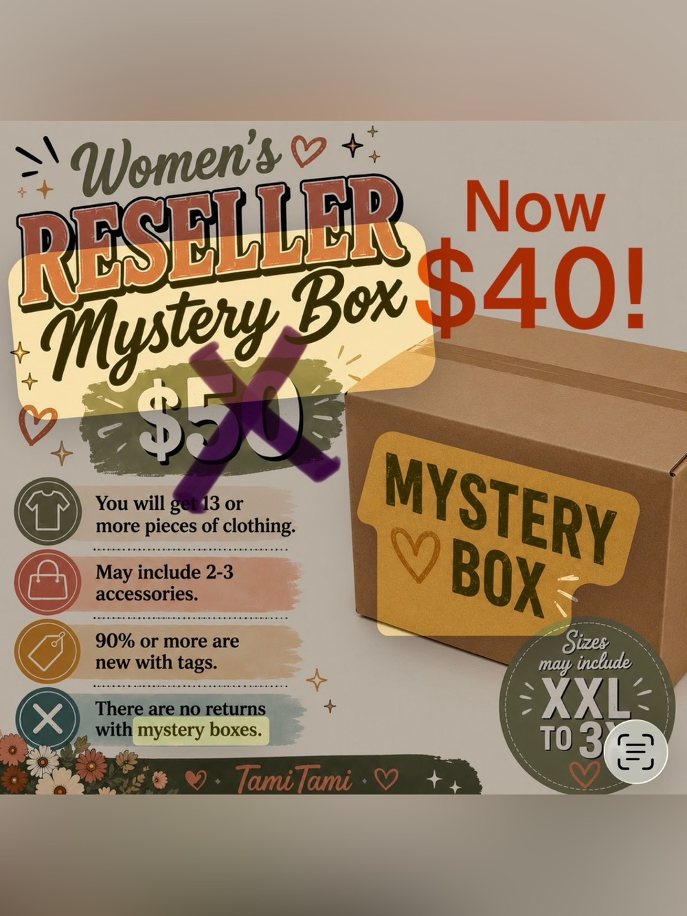 Now $40 XXL-3X Mystery Box Women’s Reseller over 10 lbs of goods